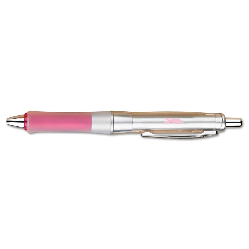 PILOT Dr. Grip Center of Gravity - Breast Cancer Awareness Refillable & Retractable Ballpoint Pen, Medium Point, Silver/Pink Barrel, Black Ink, Single Pen (36192) - Image 2